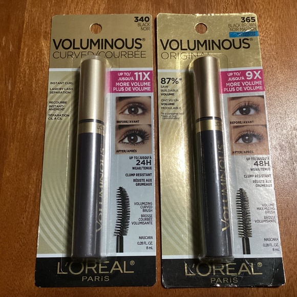 Loreal Paris Voluminous Original 365 Black Brown/Curved 340 Black Noir Mascara - Picture 2 of 8